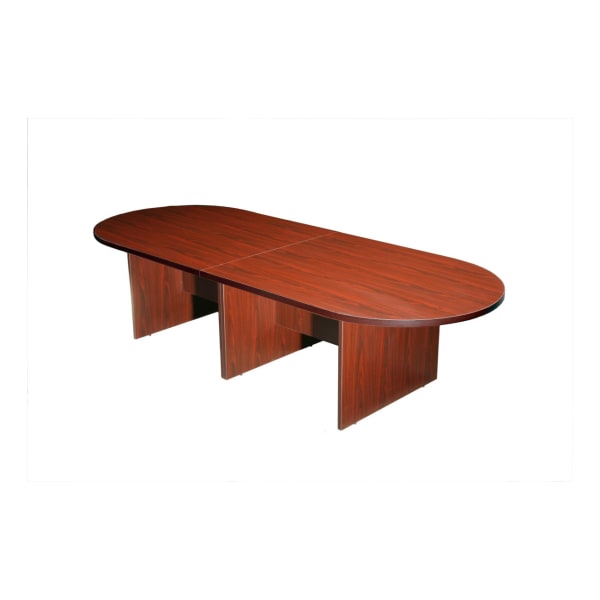 Boss Office Products 120inW Wood Race Track Conference Table, Mahogany