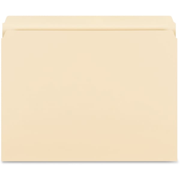 Business Source Straight-Cut 1-ply Tab Heavyweight File Folders - Letter - 8 1/2in x 11in Sheet Size - Straight Tab Cut - 14 pt. Folder Thickness - Manila - Recycled - 50 / Box