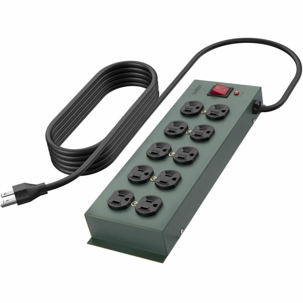 Belkin SurgeMaster F9D1000-15 10-Outlet Metal Surge Protector, 1-1/4', Gray