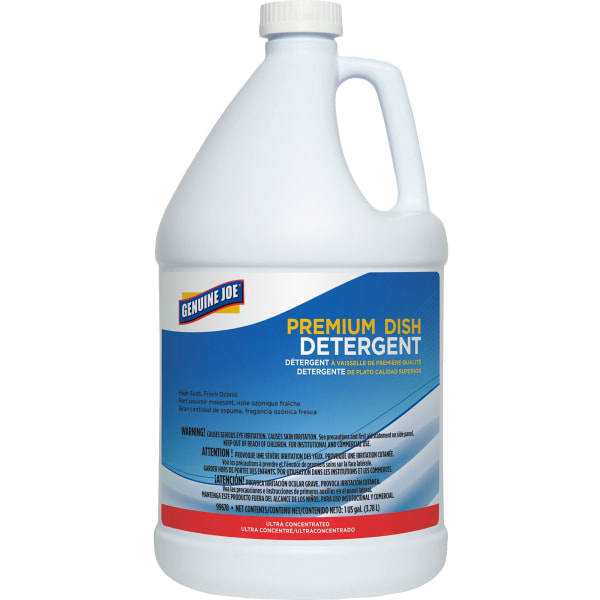 Genuine Joe Premium Dish Detergent - Concentrate - 128 fl oz (4 quart) - Film-free - Blue - 1 Each