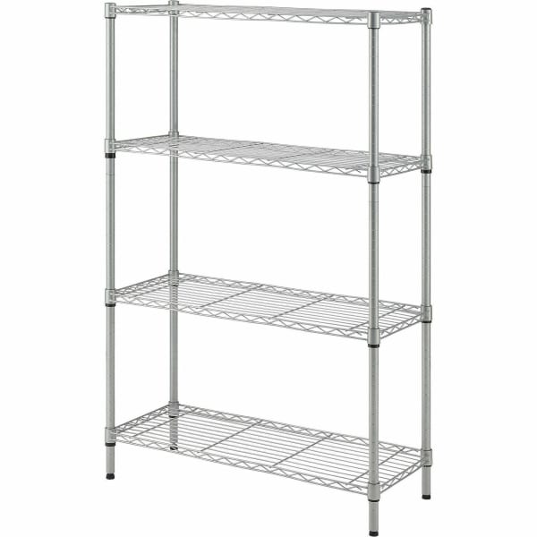 Lorell Light-Duty Wire Shelving - 4 Tier(s) - 54in Height x 36in Width x 14in Depth - Floor - Sturdy - Epoxy - Silver - Plastic, Metal, Steel - 1 Each