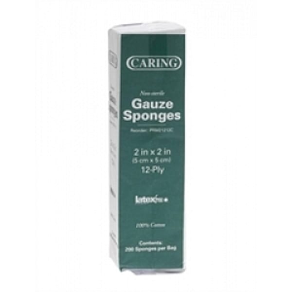 Medline Caring Woven Nonsterile Gauze Sponges, 2in x 2in, White, 200 Sponges Per Sleeve, Case Of 40 Sleeves