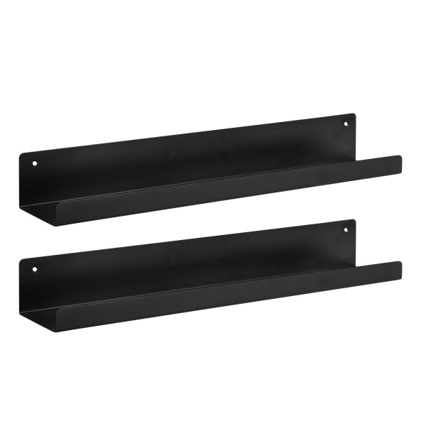 Kate and Laurel Mezzo Modern Metal Ledge Wall Shelves, 3inH x 23-3/4inW x 4-1/4inD, Black, Set Of 2 Shelves