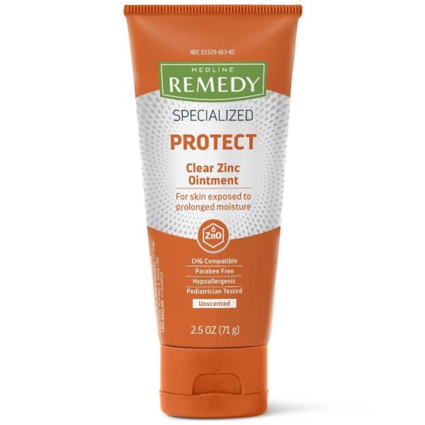 Medline Remedy Specialized Clear Zinc Ointment Tubes, Unscented, 2.5 Oz Tubes, Case Of 24 Tubes