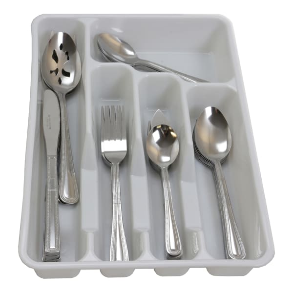 Gibson Home 45-Piece Flatware Set, Basic Living Aston, Silver
