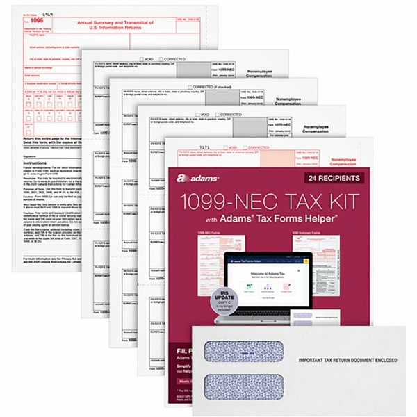 TOPS 5-part 1099-NEC Tax Forms - 5 Part - White - 24 / Pack