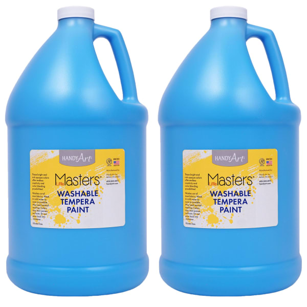 Handy Art Little Masters Washable Tempera Paints, 128 Oz, Light Blue, Pack Of 2 Paints
