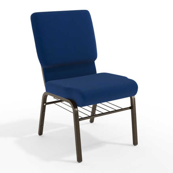 Flash Furniture HERCULES Series Church Accent Chair With Book Rack, Navy Blue Fabric/Goldvein Frame