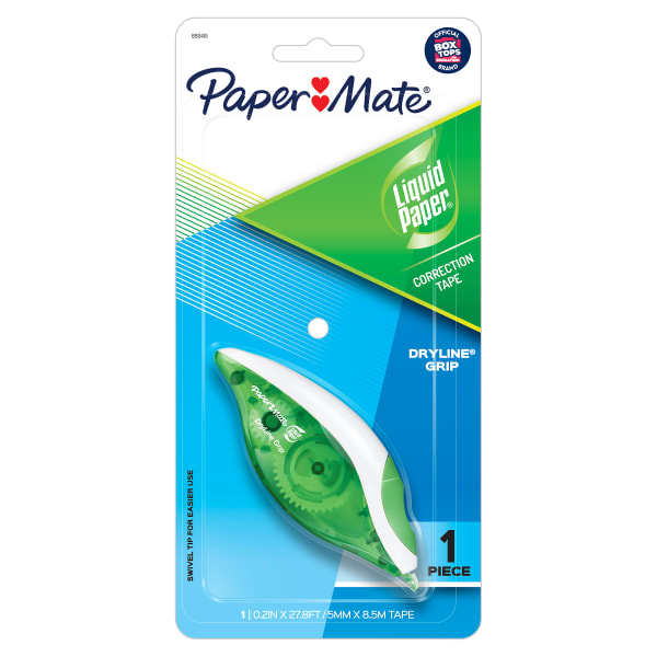 Paper Mate Liquid Paper DryLine Grip Correction Tape, 1/5in x 334 4/5in, White