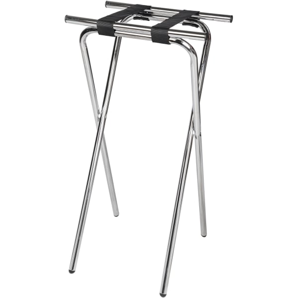 CSL Deluxe Steel Back Saver 36inH Tray Stand, Silver