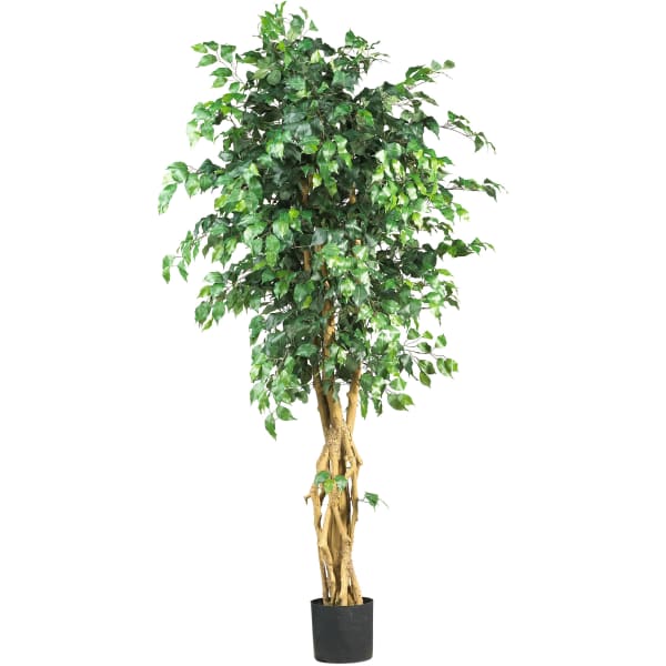 Nearly Natural 6ftH Silk Palace-Style Ficus Tree With Pot, Green