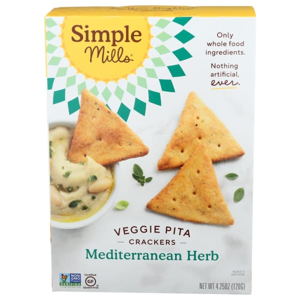 Simple Mills Pita Crackers, Mediterranean Herb, 4.25 Oz, Total Qty 6