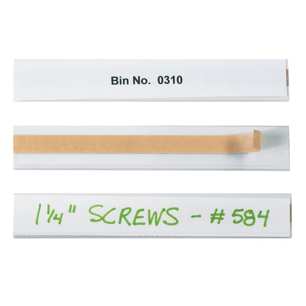 Open-Edge Plastic Label Holder, 1in x 6in, Clear, Pack Of 50