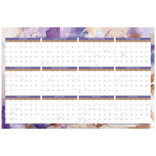 Mead Cambridge Susan 2026-2027 Erasable Wall Calendar, Reversible Academic Year/Regular Year, Extra Large, 24in x 36in