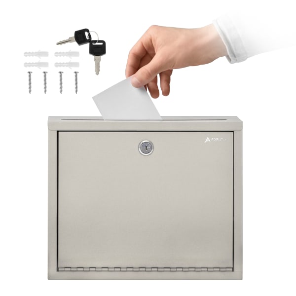 Alpine AdirOffice Large Size Steel Multi-Purpose Drop Box, 10inH x 12inW x 3inD, Beige
