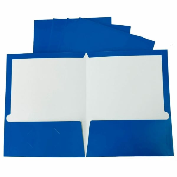 Business Source Letter Pocket Folder - 8 1/2in x 11in - 100 Sheet Capacity - 2 Internal Pocket(s) - Blue - 25 / Box