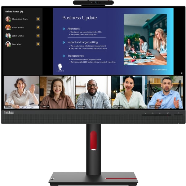 Lenovo ThinkVision T24v-30 24in Class Webcam Full HD LCD Monitor - 16:9 - Raven Black - 23.8in Viewable - In-plane Switching (IPS) Technology - 1920 x 1080 - 16.7 Million Colors - 250 Nit - 4 ms - Speakers - HDMI - VGA - DisplayPort - USB Hub