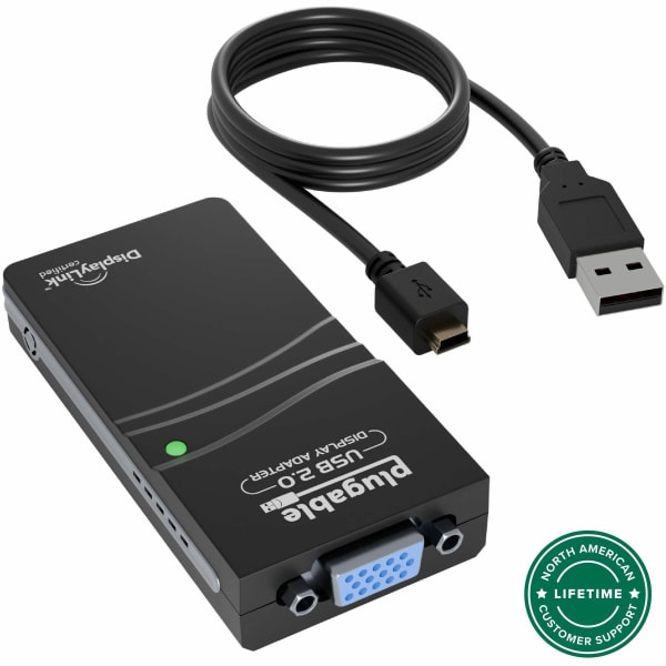 Plugable USB 2.0 to VGA Video Graphics Adapter for Multiple Monitors up to 1920x1080 - Supports Windows 10, 8.1, 7, XP