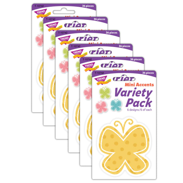 Trend Mini Accents, Garden Butterflies, 36 Accents Per Pack, Bundle Of 6 Packs