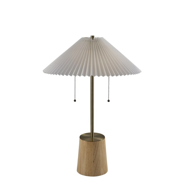 Adesso Ophelia Table Lamp, Antique Brass/White Fabric Shade