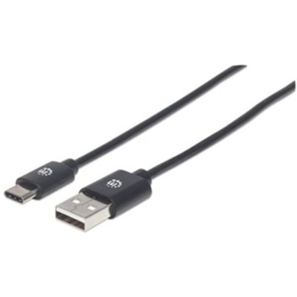 Manhattan USB-C to USB-A Cable, 1m, Male to Male, Black, 480 Mbps (USB 2.0), Hi-Speed USB, Lifetime Warranty, Polybag - USB cable - 24 pin USB-C (M) to USB (M) - USB 2.0 - 3 A - 3.3 ft - black