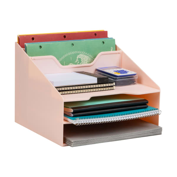 Mind Reader Desktop Organizer, 9-1/2inH x 11-3/4inW x 12-1/2inD, Pink