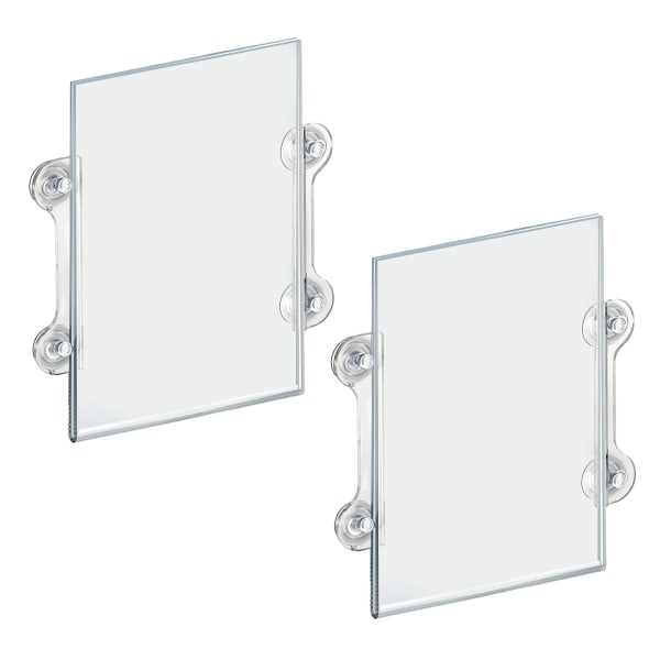 Azar Displays Clear Acrylic Window/Door Sign Holder Frame with Suction Cups, 8.5inW x 14inH, Clear, Pack Of 2