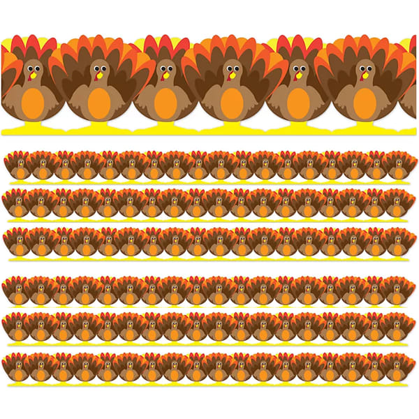 Hygloss Classroom Borders, Turkey Die Cut, 12 Borders Per Pack, Set Of 6 Packs