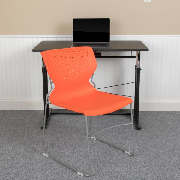 Flash Furniture HERCULES Series Full-Back Stack Chairs, Orange, Set Of 5 Chairs
