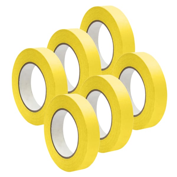 DSS Distributing Premium-Grade Masking Tape, 3in Core, 1in x 55 Yd., Yellow, Pack Of 6