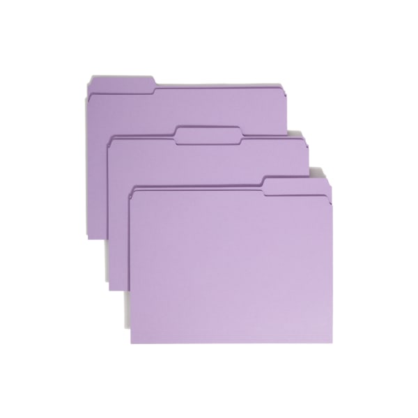 Smead Color File Folders, With Reinforced Tabs, Letter Size, 1/3 Cut, Lavender, Box Of 100