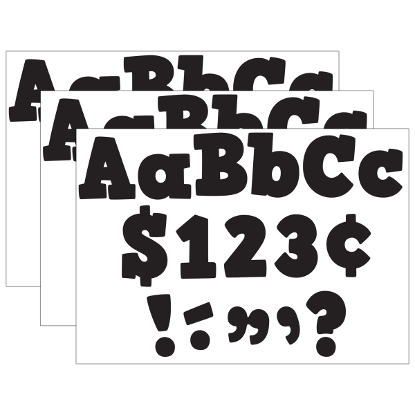 Teacher Created Resources Letters Combo Pack, 4in, Black Bold Block, 230 Pieces Per Pack, Set Of 3 Packs