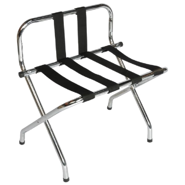 CSL High Back Metal Luggage Racks with Back Webbing, 26inH x 24inW x 16inD, Zinc/Black, Pack Of 6 Racks