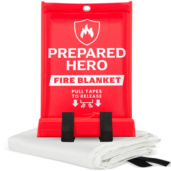 Prepared Hero Reusable Emergency Fire Blankets, 8in x 1-3/4in x 12in, Red, Set Of 36 Blankets