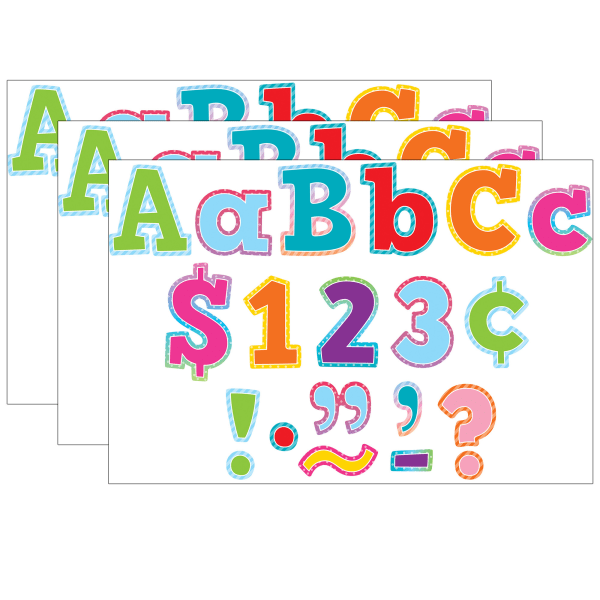 Teacher Created Resources Letters, 4in, Colorful Vibes Bold Block, 230 Characters Per Pack, Set Of 3 Packs