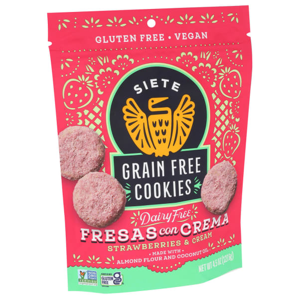 Siete Grain-Free Fresas Con Crema Strawberry Cookies, 4.5 Oz, Total Qty 10