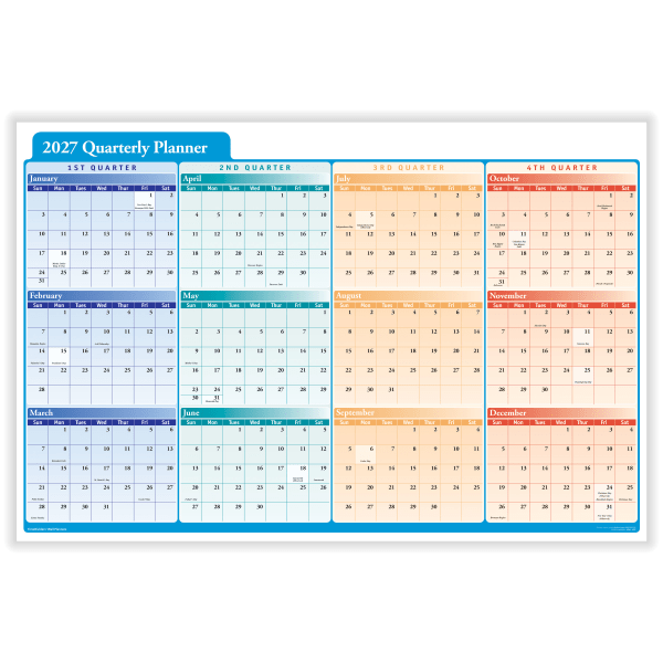 ComplyRight 2025 Calendar Planner, 36in x 24in, Quarterly, Multi-Color