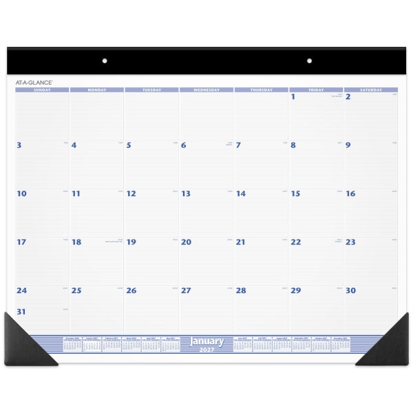 AT-A-GLANCE 2027 Monthly Desk Pad Calendar, Blue and Gray, Large, 24in x 19in