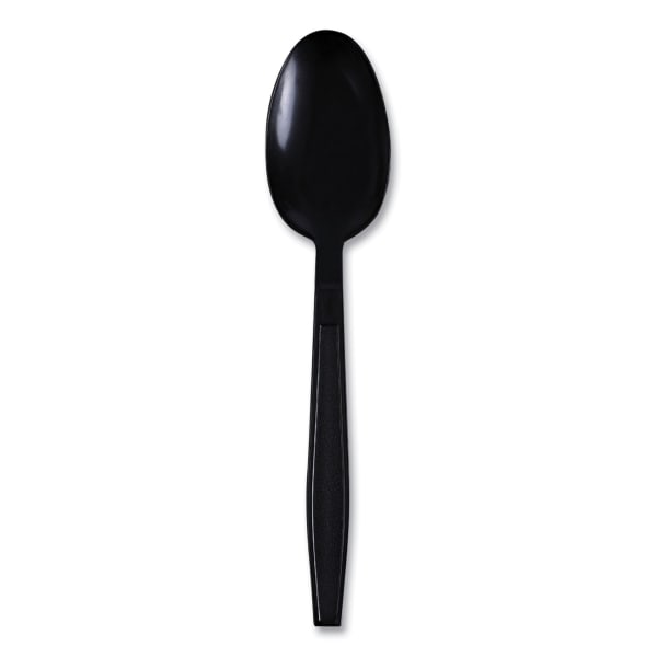 Boardwalk Heavyweight Wrapped Polypropylene Cutlery, Teaspoon, 6-1/2inL, Black, Carton Of 1,000 Teaspoons