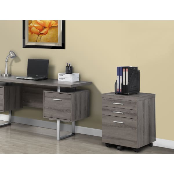 Monarch Specialties 19inD Vertical 3-Drawer File Cabinet, Dark Taupe
