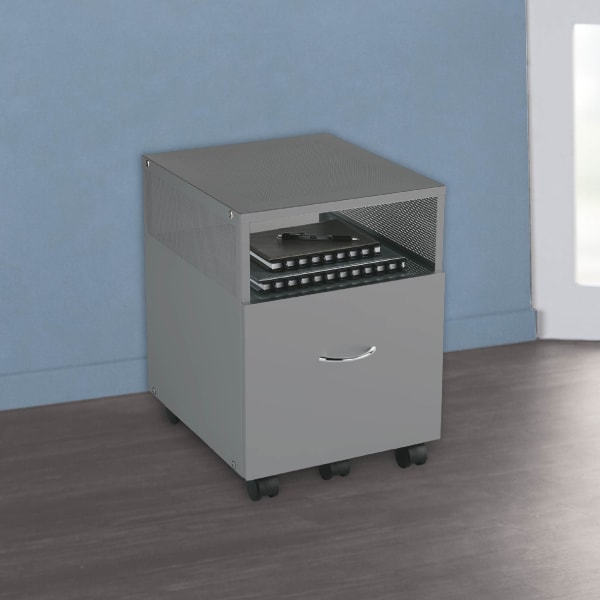 Realspace Vista 20inD Metal Mobile File Storage Cart, Silver