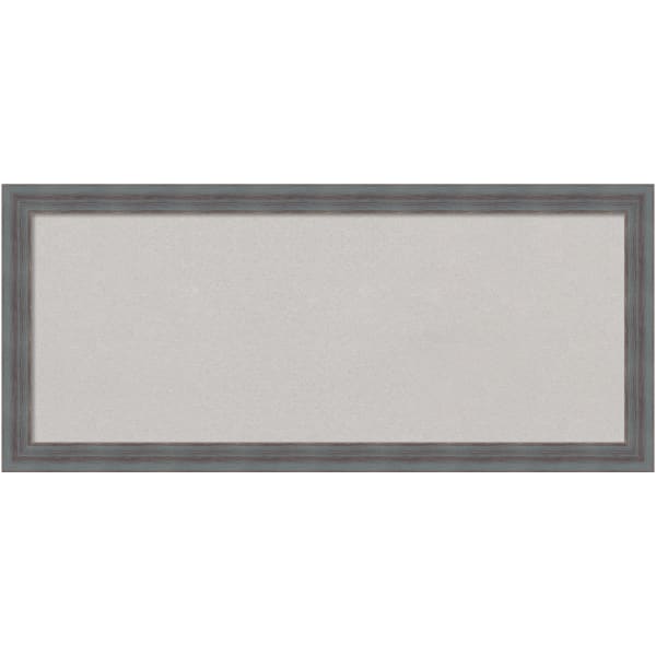 Amanti Art Rectangular Non-Magnetic Cork Bulletin Board, Gray, 32in x 14in, Dixie Blue Gray Rustic Wood Frame