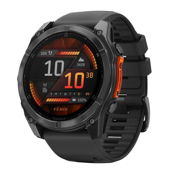 Garmin fenix 8 AMOLED Multisport GPS Watch With Silicone Band And 51mm Lens, Slate Gray/Black