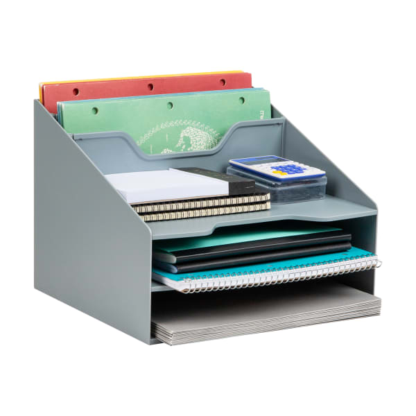 Mind Reader Desktop Organizer, 9-1/2inH x 11-3/4inW x 12-1/2inD, Gray