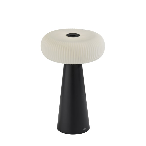 Adesso Ozzie LED Cordless Indoor/Outdoor Table Lamp, 11-1/4inH, White Shade/Black Base