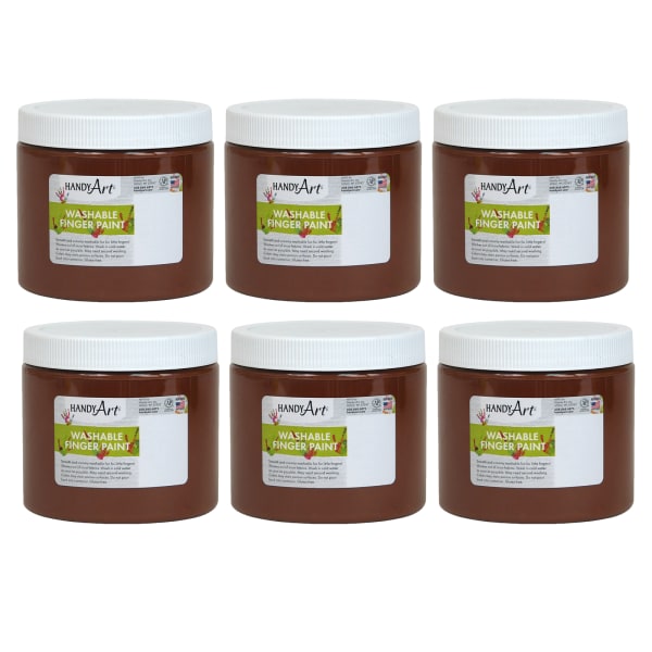 Handy Art Washable Finger Paints, 16 Oz, Brown, Pack Of 6 Paints
