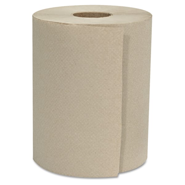 GEN Hardwound Roll Towels, 1-Ply, 8in x 600 ft, Natural, 12 Rolls/Carton