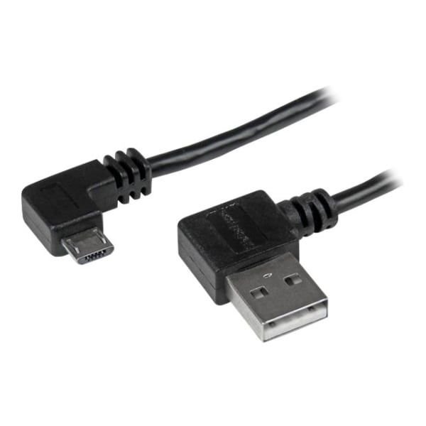 StarTech.com 2m 6 ft Micro-USB Cable with Right-Angled Connectors - M/M - USB A to Micro B Cable - 6ft Right Angle Micro USB Cable (USB2AUB2RA2M) - USB cable - Micro-USB Type B (M) to USB (M) - USB 2.0 - 6.6 ft - right-angled connector - black