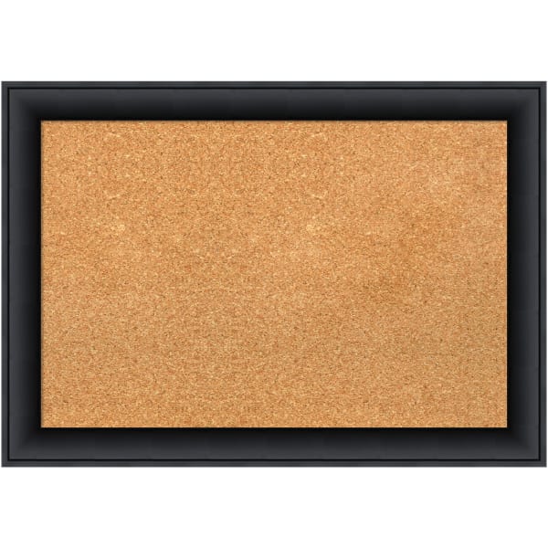 Amanti Art Non-Magnetic Cork Bulletin Board, 27in x 19in, Natural, Nero Black Wood Frame