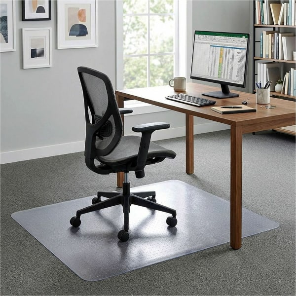 Lorell Big and Tall Polycarbonate Low Pile Studded Chair Mat, 46in x 60in